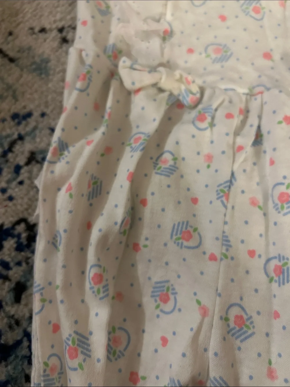Vintage Carter's Pastel Floral Romper with Eyelet Lace Trim Size 6M